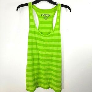PJ Salvage Green Wide Stripe Racerback Tank Top Tee T-Shirt XL